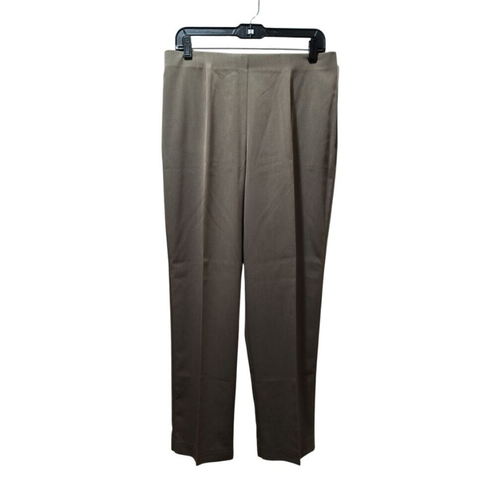 Van Heusen Stretch Gabardine Pants Women 12 Short Light Olive Trousers 30x27.5